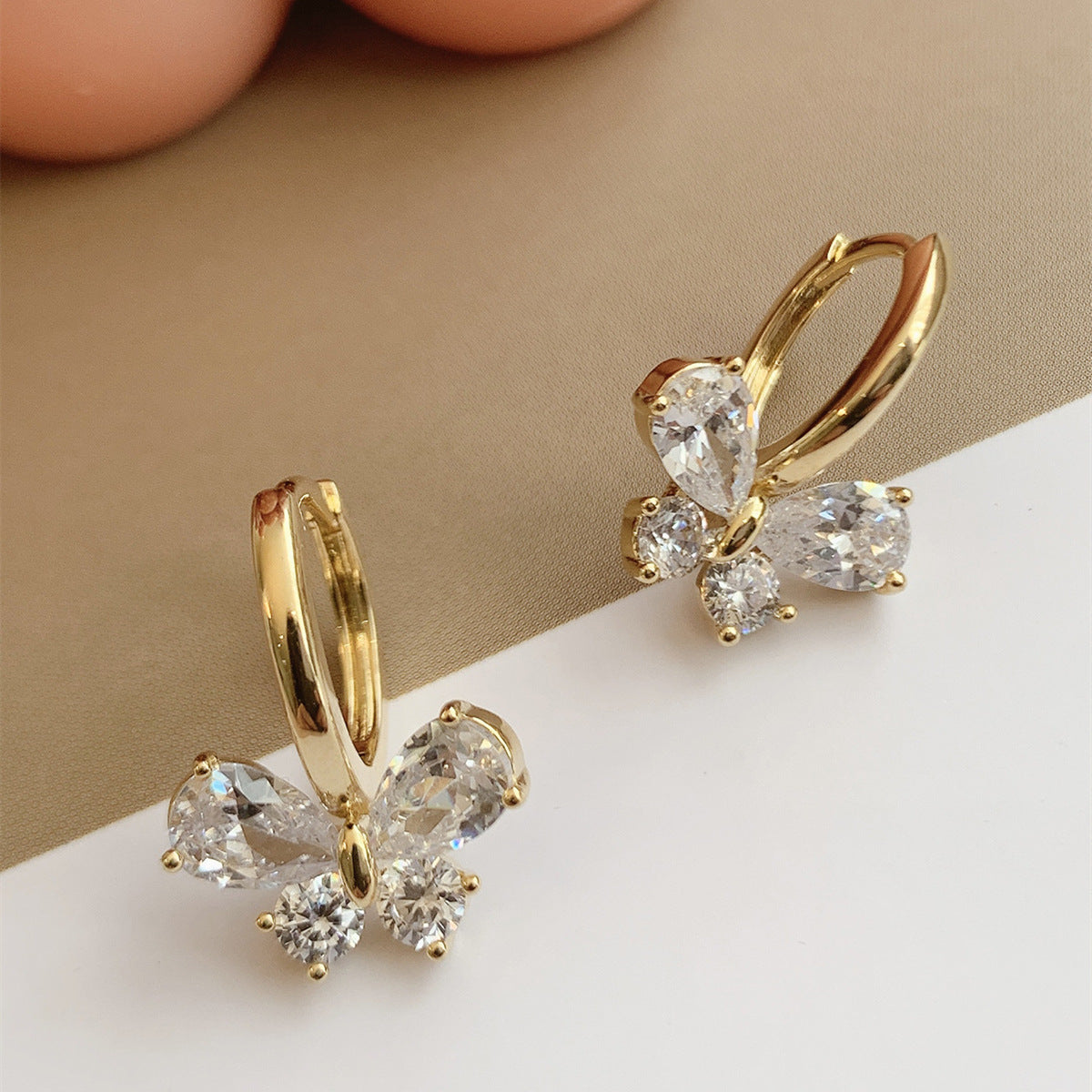 Trendy Zircon Butterfly Earrings