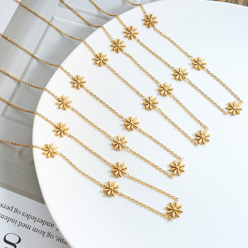 Elegant Fairy Flower Necklace – Gold-Plated Titanium Steel