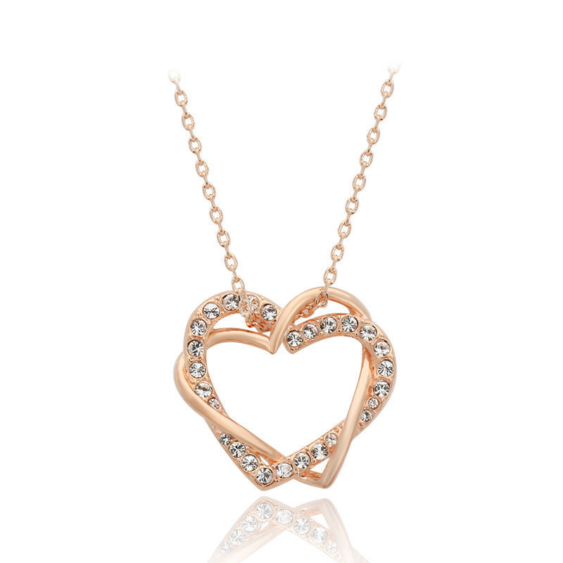 Fashion Heart-shaped Necklace And Earrings Set