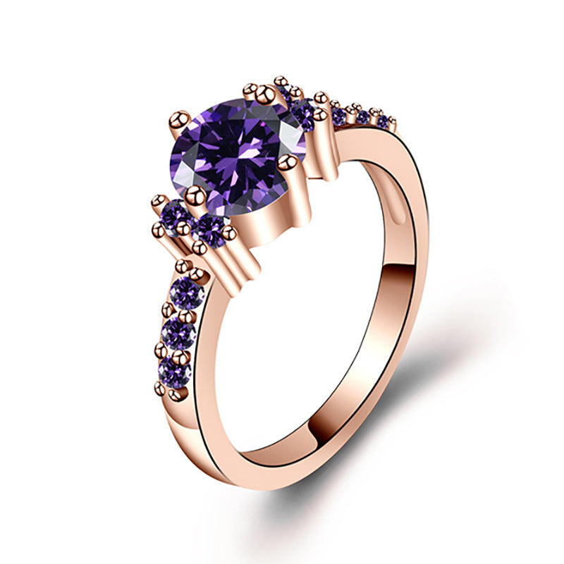 Simple Fuchsia Zircon Diamond Ring
