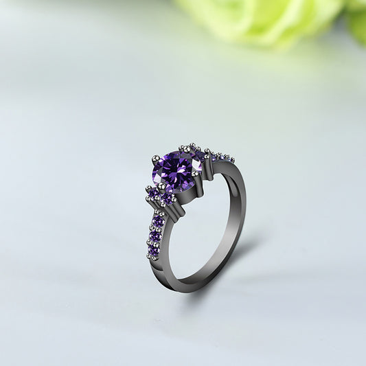 Simple Fuchsia Zircon Diamond Ring