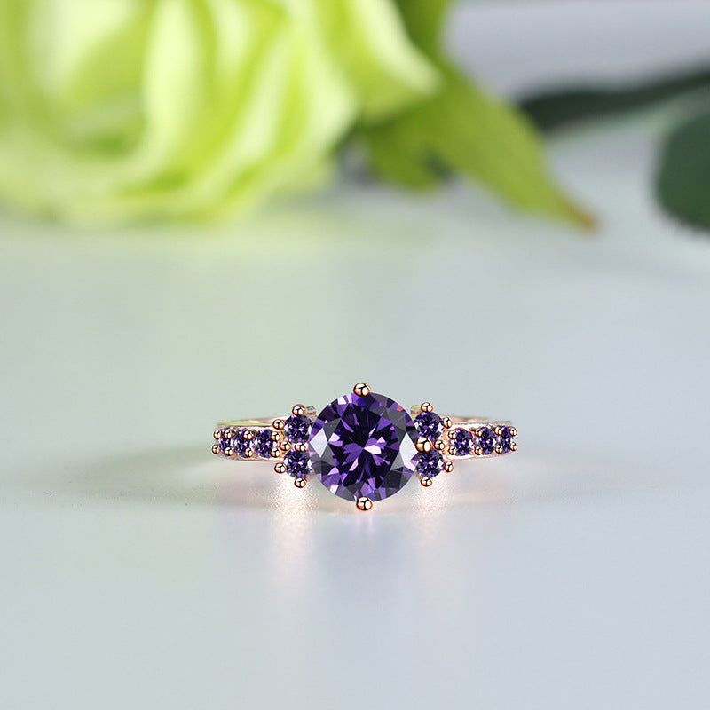 Simple Fuchsia Zircon Diamond Ring