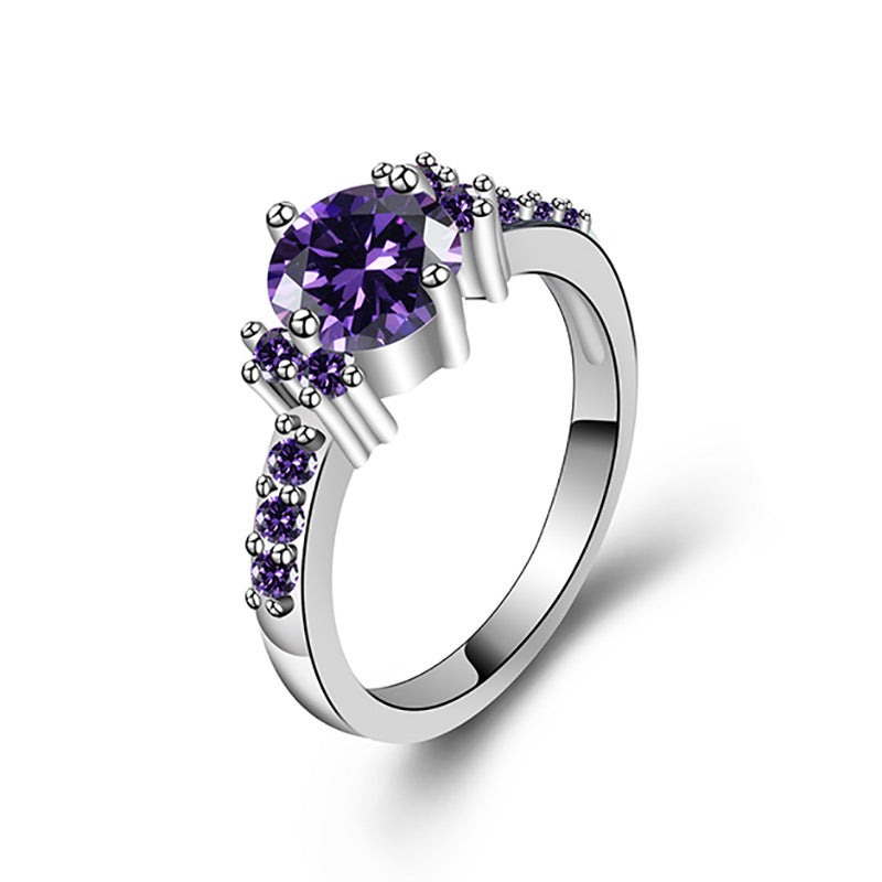 Simple Fuchsia Zircon Diamond Ring
