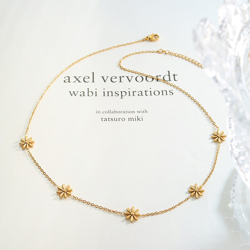 Elegant Fairy Flower Necklace – Gold-Plated Titanium Steel