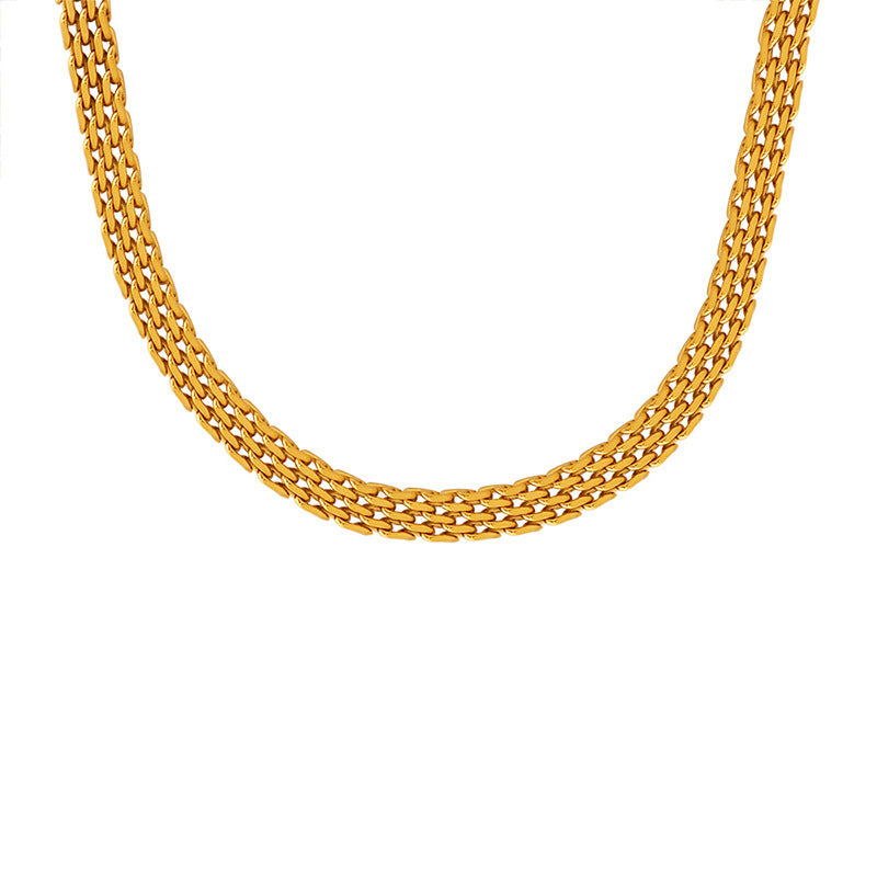 French Vintage Weave Necklace Titanium Steel 18K Gold Plating