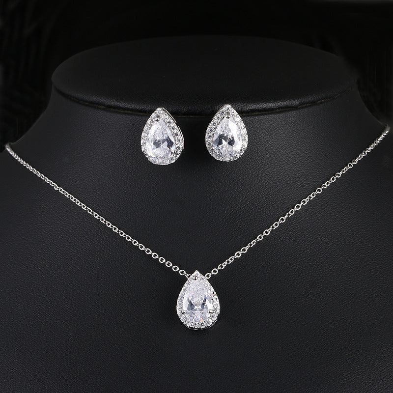 Elegant Teardrop Gemstone Necklace & Earring Set