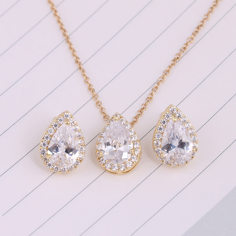 Elegant Teardrop Gemstone Necklace & Earring Set
