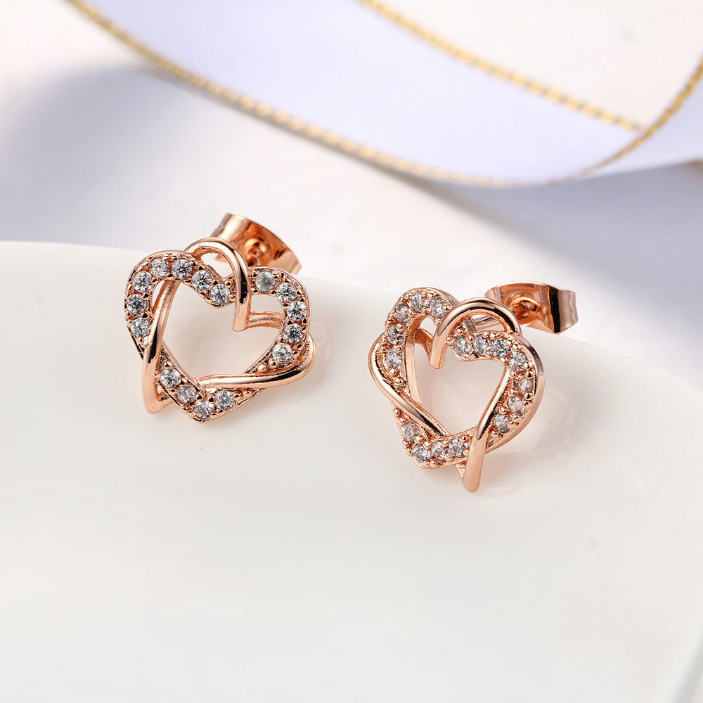 Fashion Heart-shaped Necklace And Earrings Set