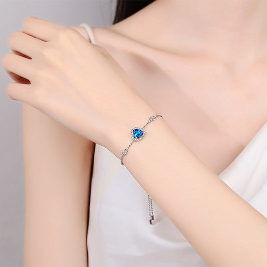 Moissanite Heart Bracelet in S925 Silver with PT950 Gold Plating