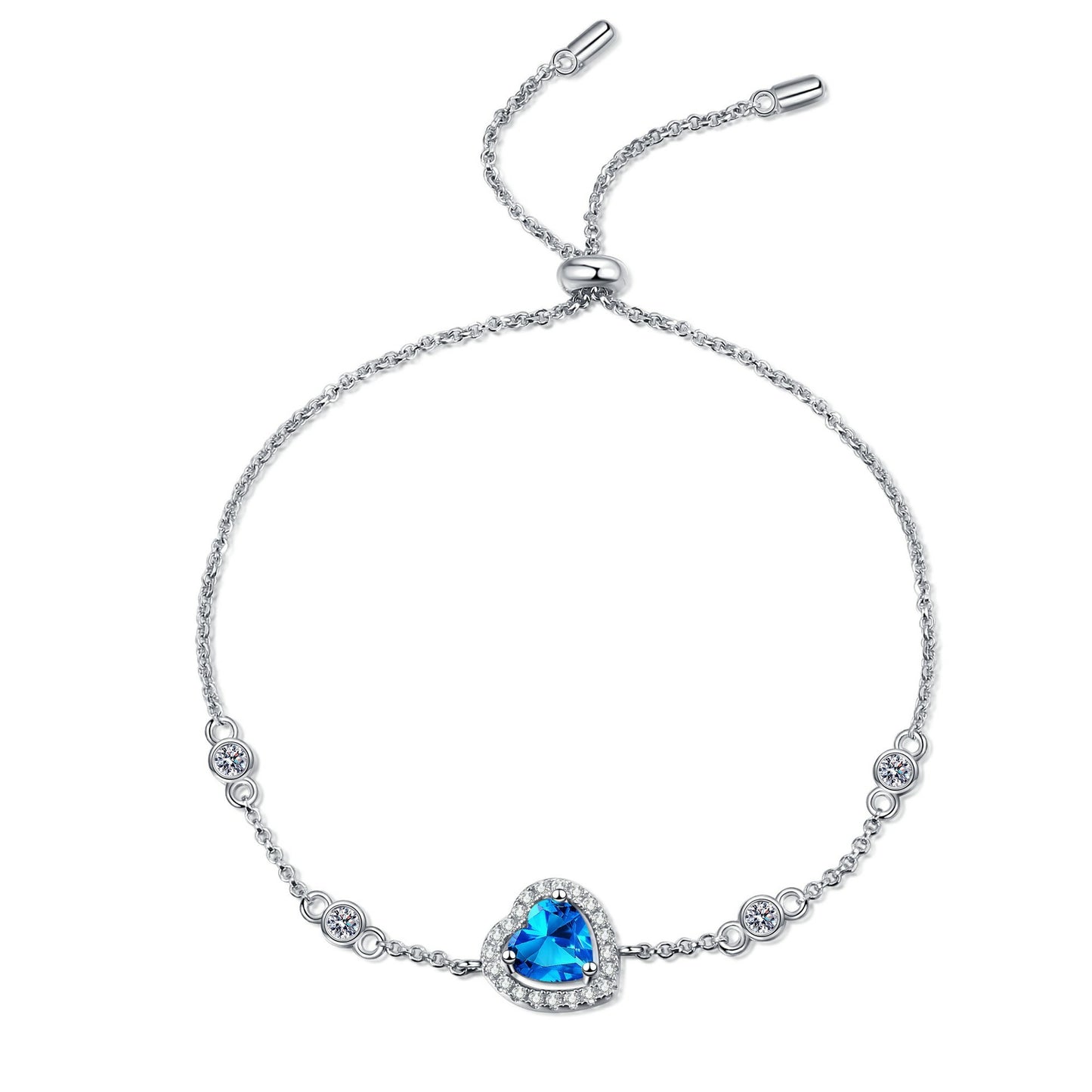Moissanite Heart Bracelet in S925 Silver with PT950 Gold Plating
