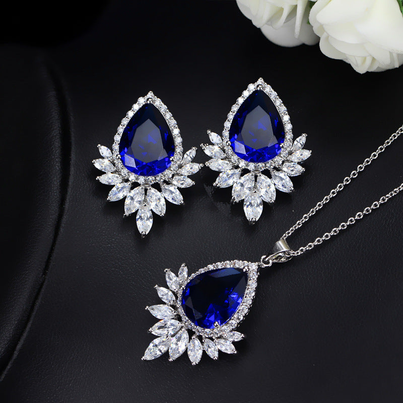 Elegant AAA Crystal Bridal Banquet Dinner Jewelry Set
