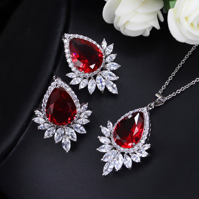 Elegant AAA Crystal Bridal Banquet Dinner Jewelry Set
