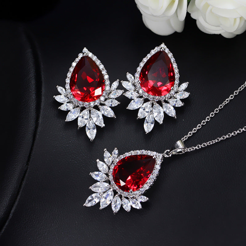 Elegant AAA Crystal Bridal Banquet Dinner Jewelry Set