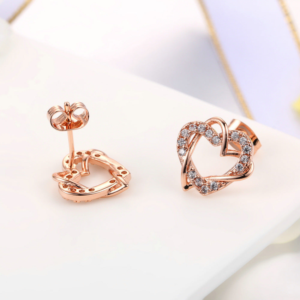 Fashion Heart-shaped Necklace And Earrings Set