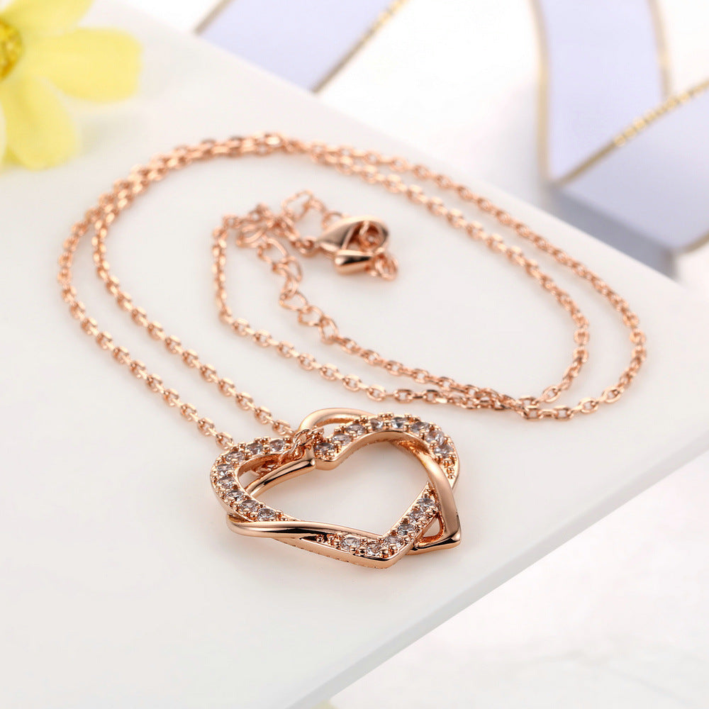 Fashion Heart-shaped Necklace And Earrings Set