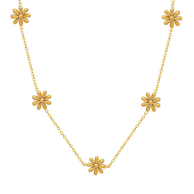 Elegant Fairy Flower Necklace – Gold-Plated Titanium Steel