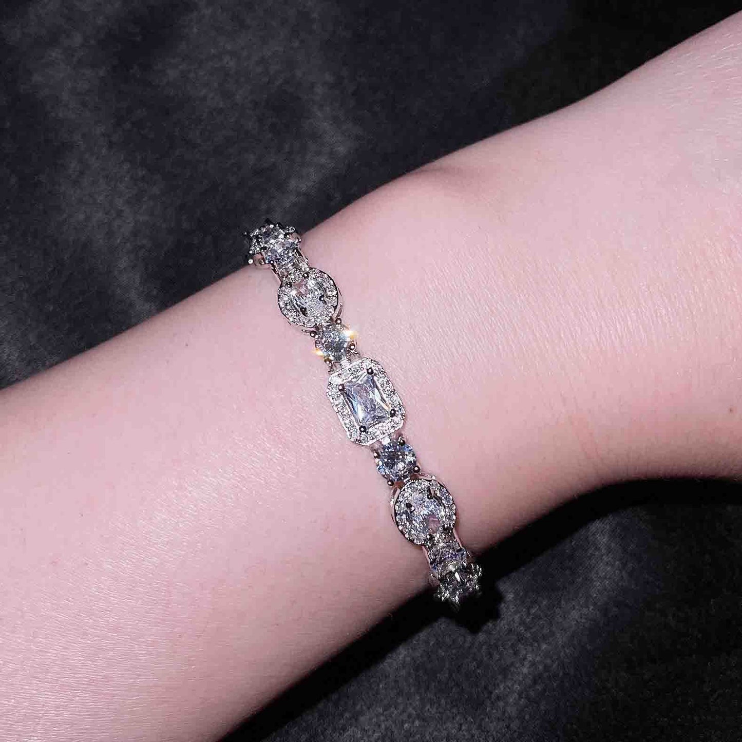 Elegant S925 Sterling Silver Diamond Bracelet