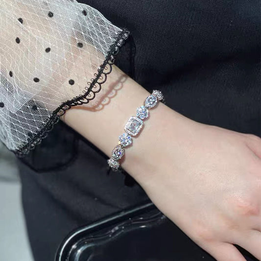 Elegant S925 Sterling Silver Diamond Bracelet