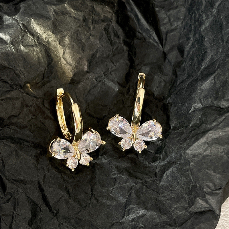 Trendy Zircon Butterfly Earrings