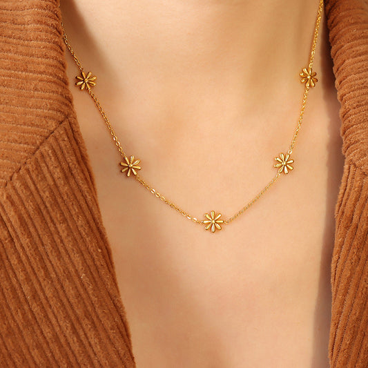 Elegant Fairy Flower Necklace – Gold-Plated Titanium Steel