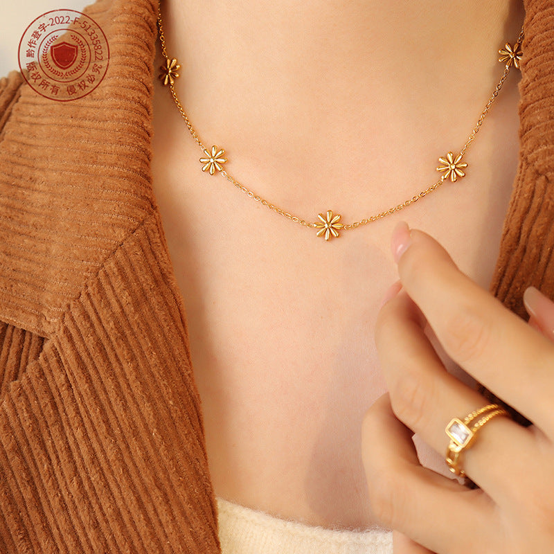 Elegant Fairy Flower Necklace – Gold-Plated Titanium Steel