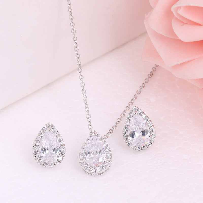 Elegant Teardrop Gemstone Necklace & Earring Set