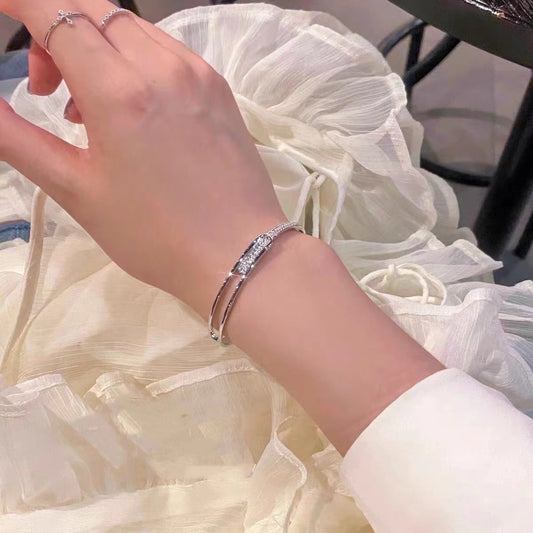 S925 Sterling Silver Full Diamond Bracelet Korean Fashion Style