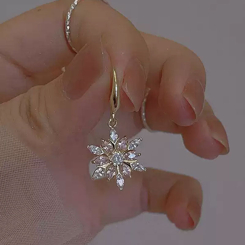 Sparkling Zircon Snowflake Earrings