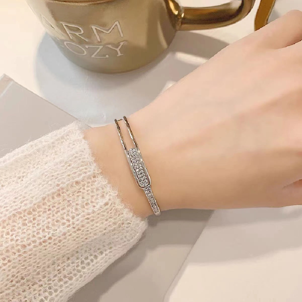 S925 Sterling Silver Full Diamond Bracelet Korean Fashion Style