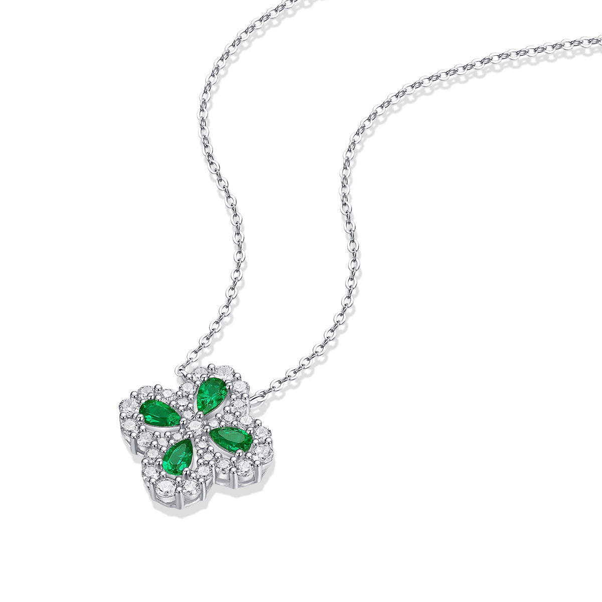 925 Sterling Silver Colorful Emerald Pendant Necklace
