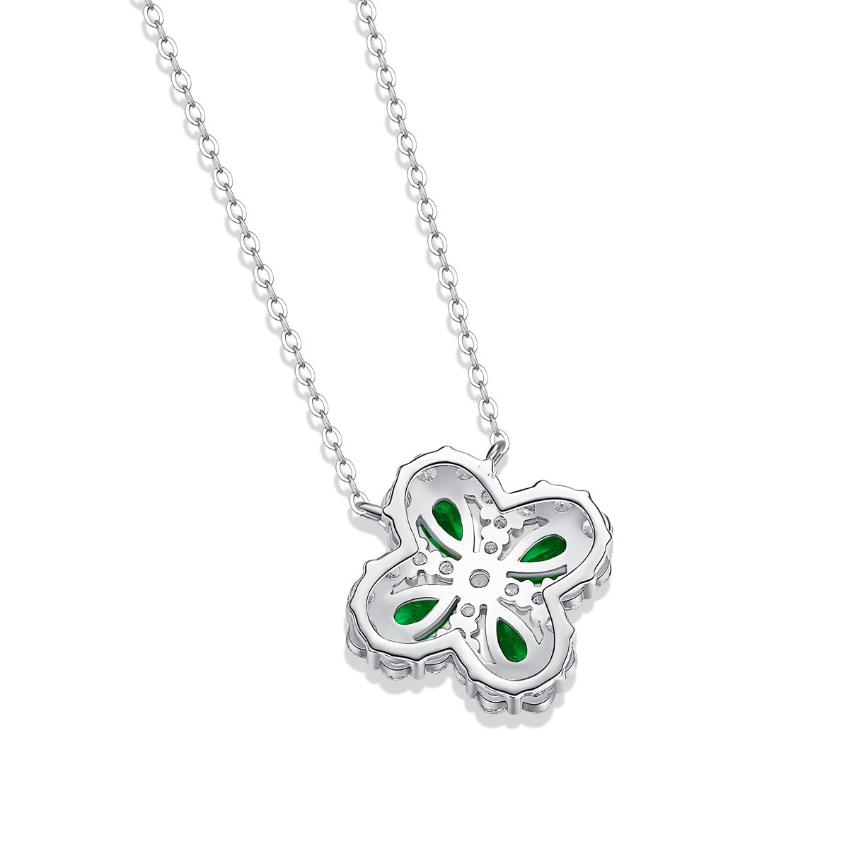 925 Sterling Silver Colorful Emerald Pendant Necklace