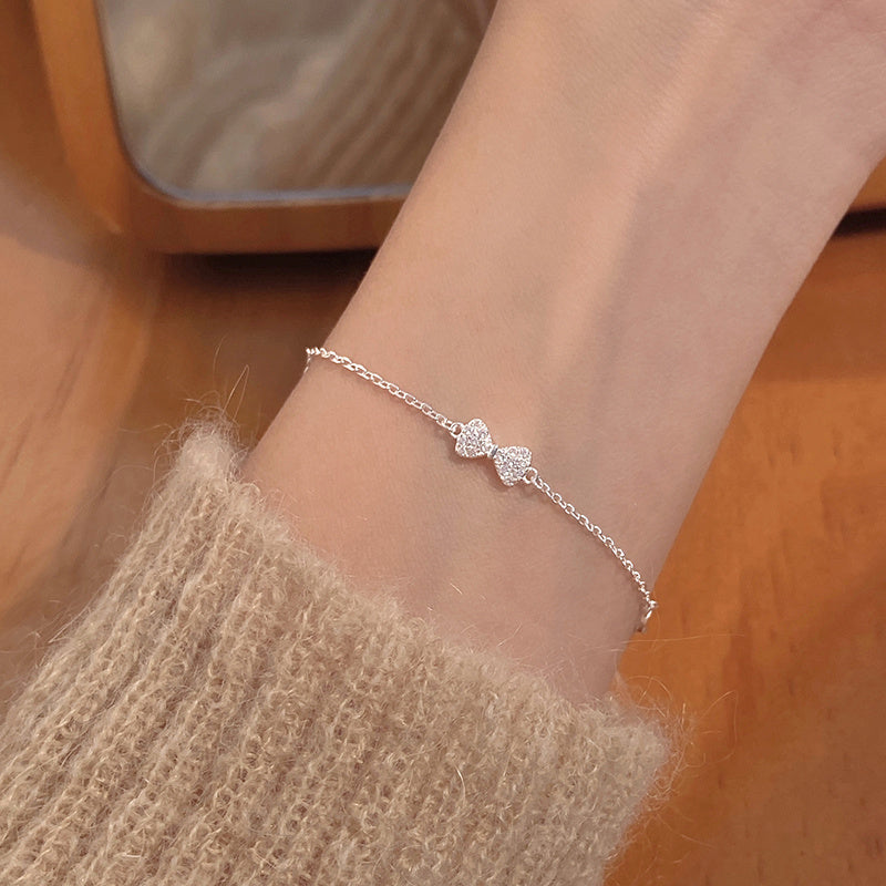 Women's Niche Design 925 Sterling Silver Bow Bracelet