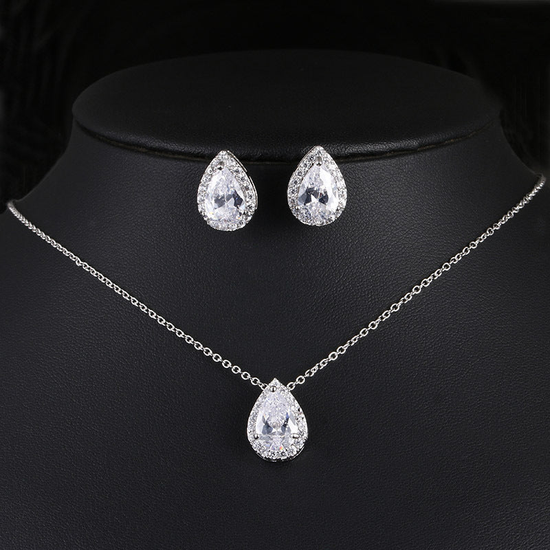 Elegant Teardrop Gemstone Necklace & Earring Set
