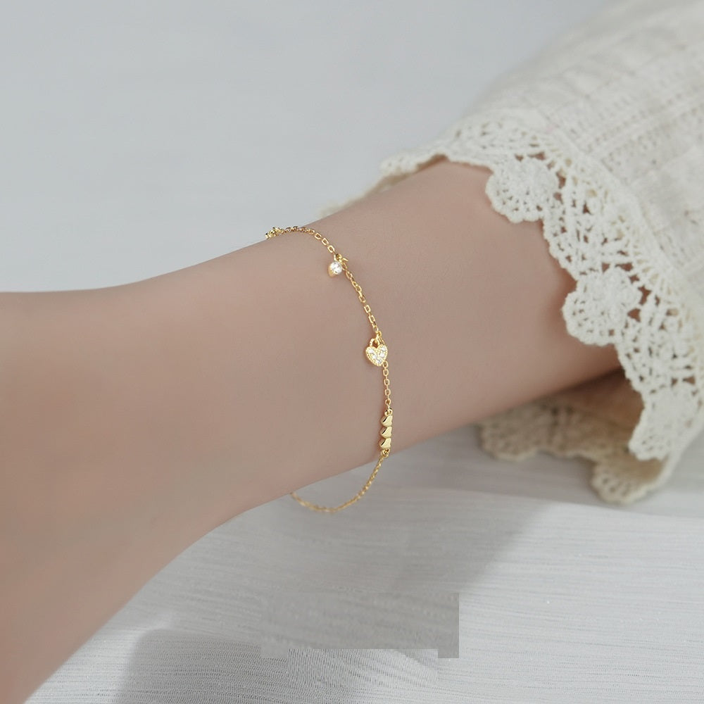 S925 Sterling Silver Glossy Love Diamond Bracelet