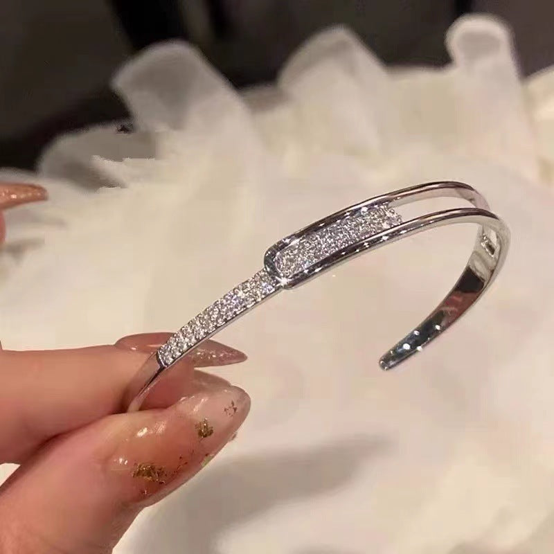 S925 Sterling Silver Full Diamond Bracelet Korean Fashion Style