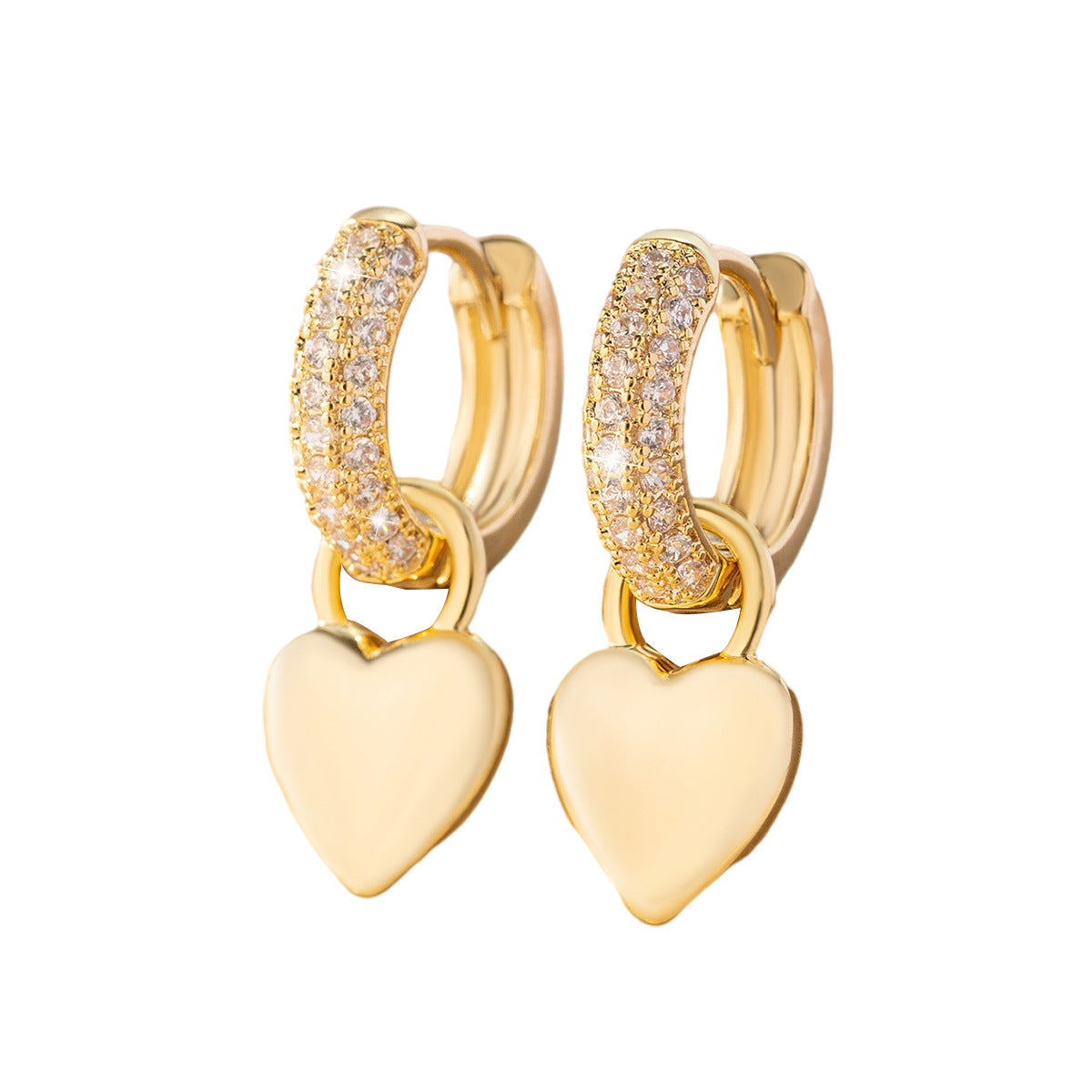 Simple Heart-Shaped Zircon Earrings