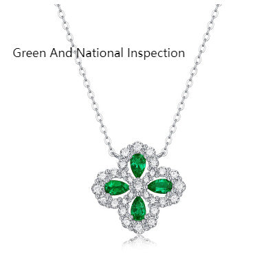 925 Sterling Silver Colorful Emerald Pendant Necklace