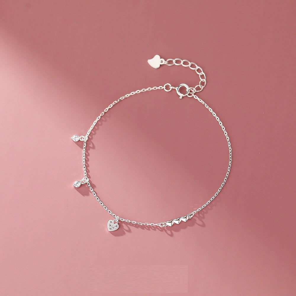 S925 Sterling Silver Glossy Love Diamond Bracelet