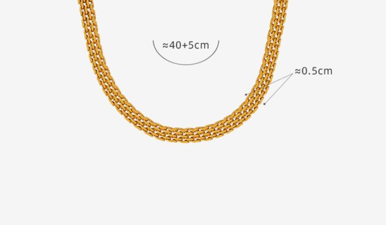 French Vintage Weave Necklace Titanium Steel 18K Gold Plating