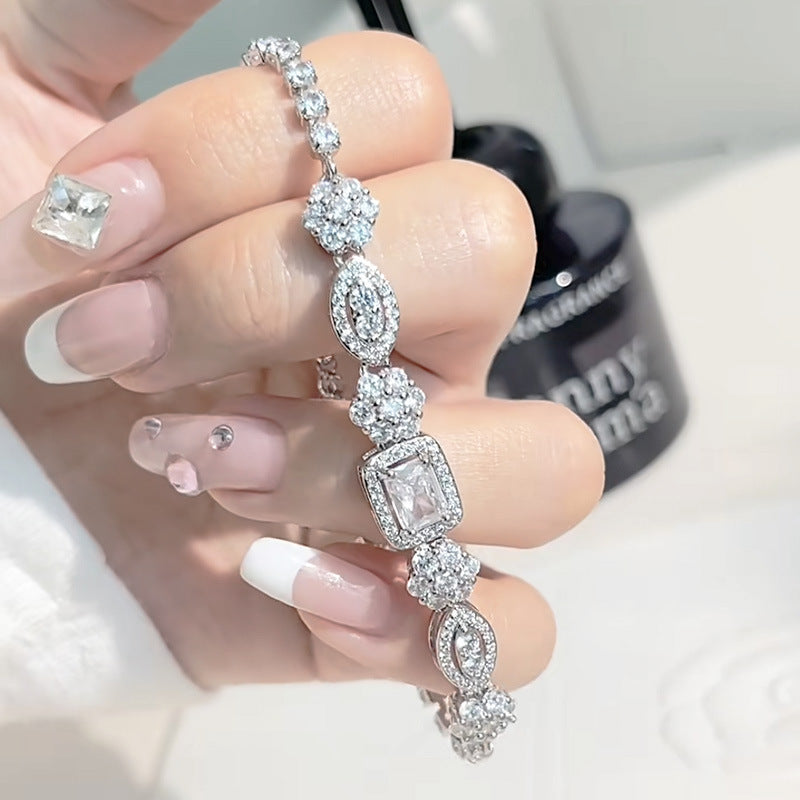 Elegant S925 Sterling Silver Diamond Bracelet