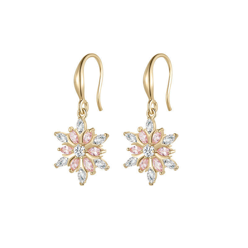 Sparkling Zircon Snowflake Earrings