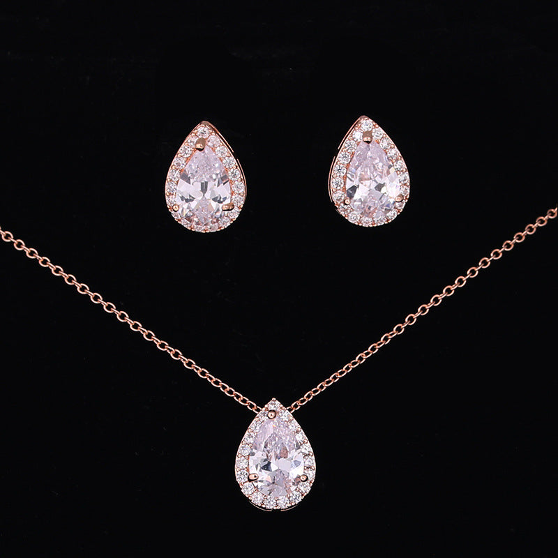 Elegant Teardrop Gemstone Necklace & Earring Set