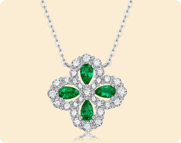 925 Sterling Silver Colorful Emerald Pendant Necklace