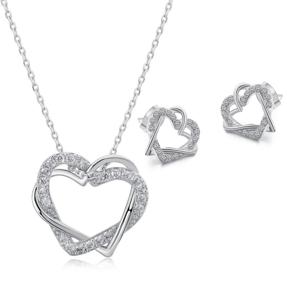 Fashion Heart-shaped Necklace And Earrings Set