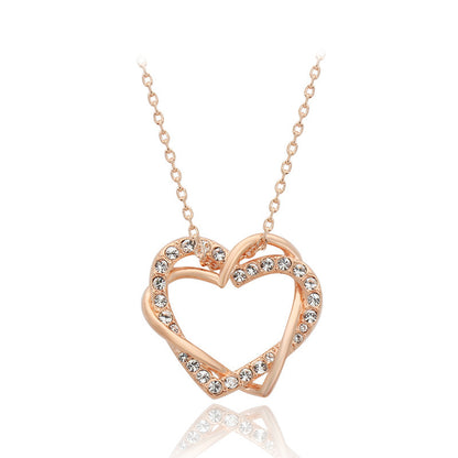 Fashion Heart-shaped Necklace And Earrings Set