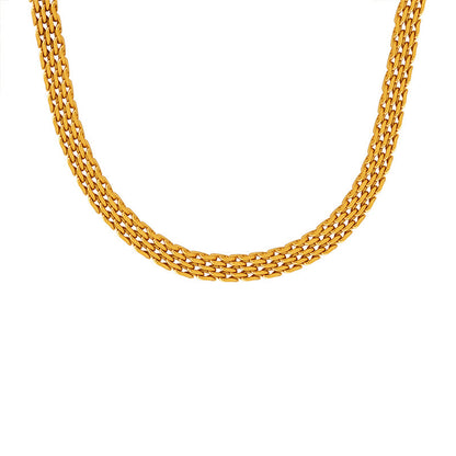French Vintage Weave Necklace Titanium Steel 18K Gold Plating