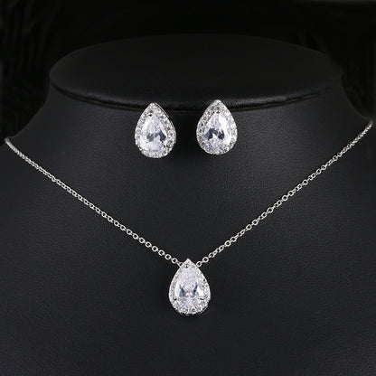 Elegant Teardrop Gemstone Necklace & Earring Set