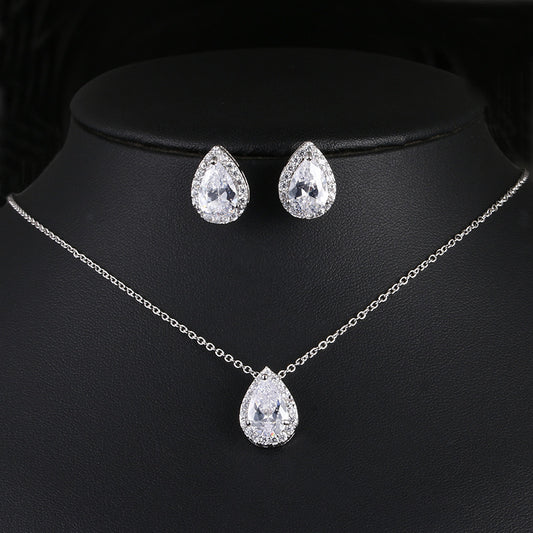 Elegant Teardrop Gemstone Necklace & Earring Set