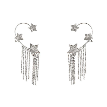 Elegant French Full Diamond Tassel Earrings