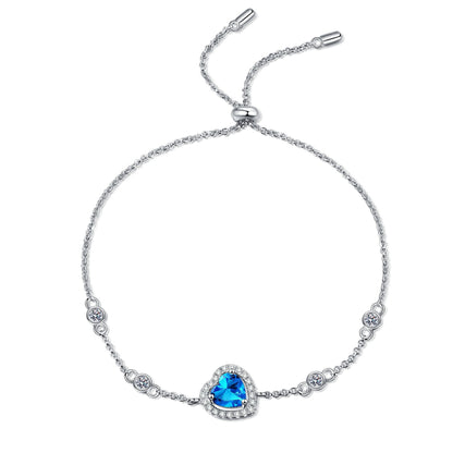 Moissanite Heart Bracelet in S925 Silver with PT950 Gold Plating